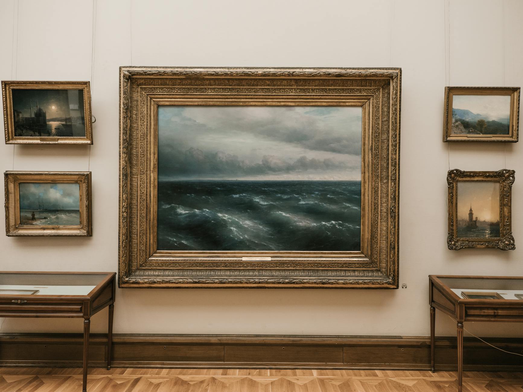 Classical painting with ornate frame in Munich Alte Pinakothek museum