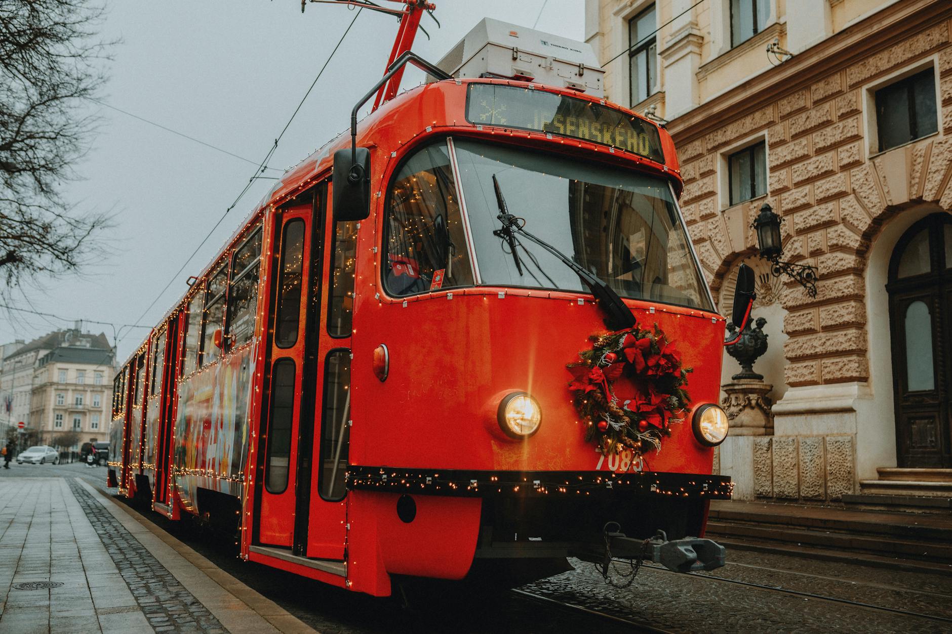 Munich tram colorful blue MVG modern street running
