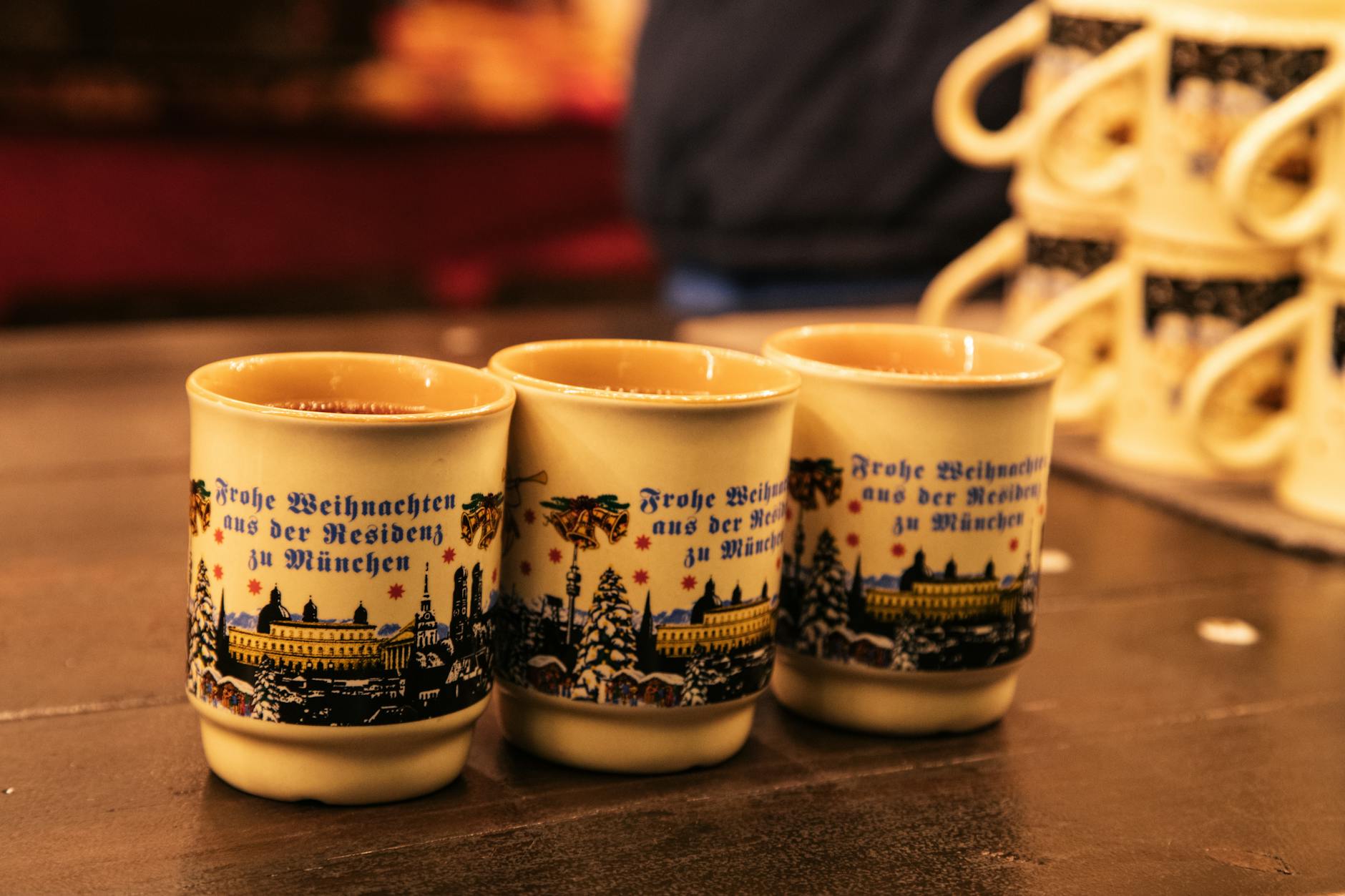 Munich Christmas market romantic couple Gluhwein winter