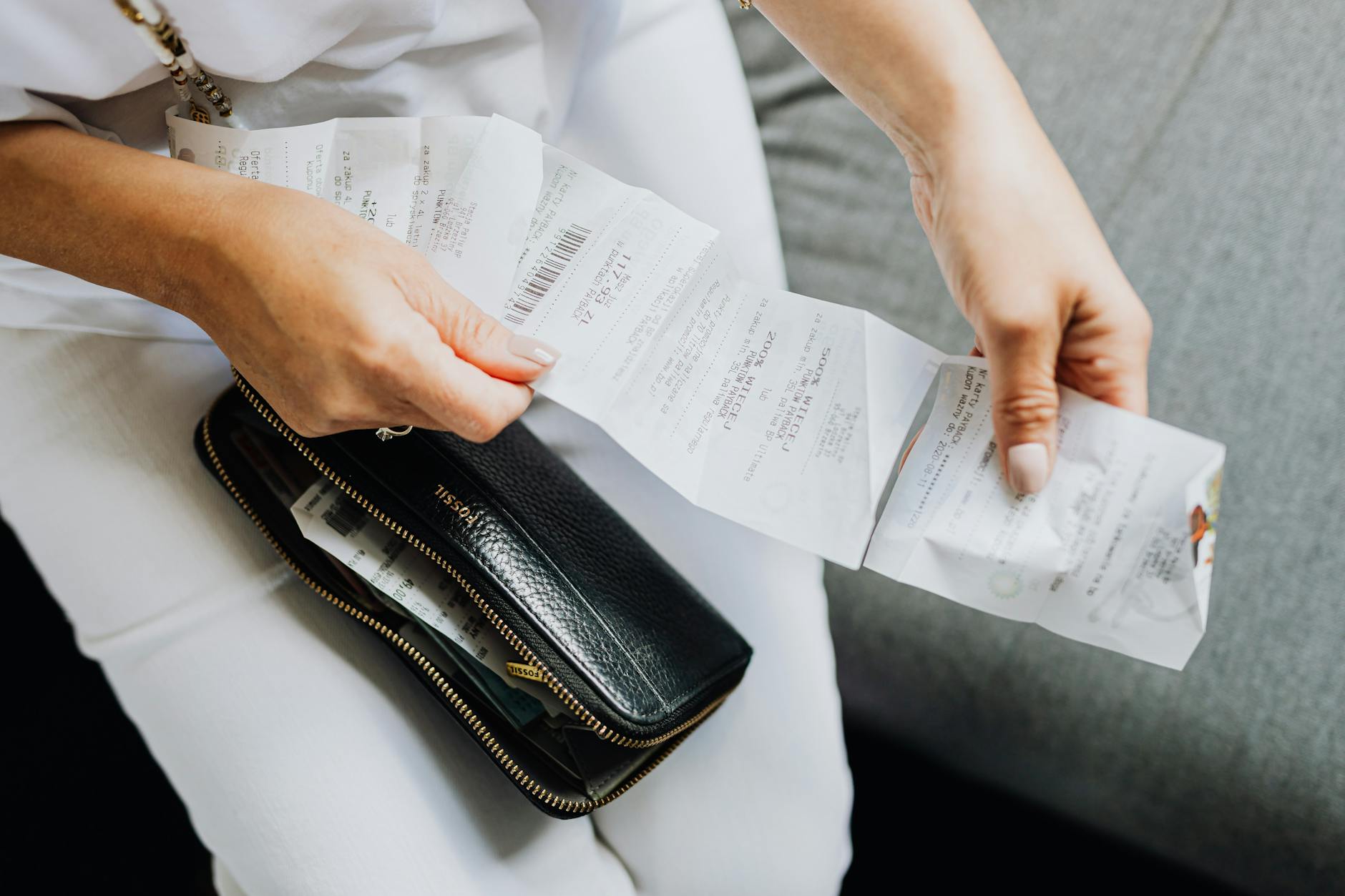Luxury shopping bags receipts