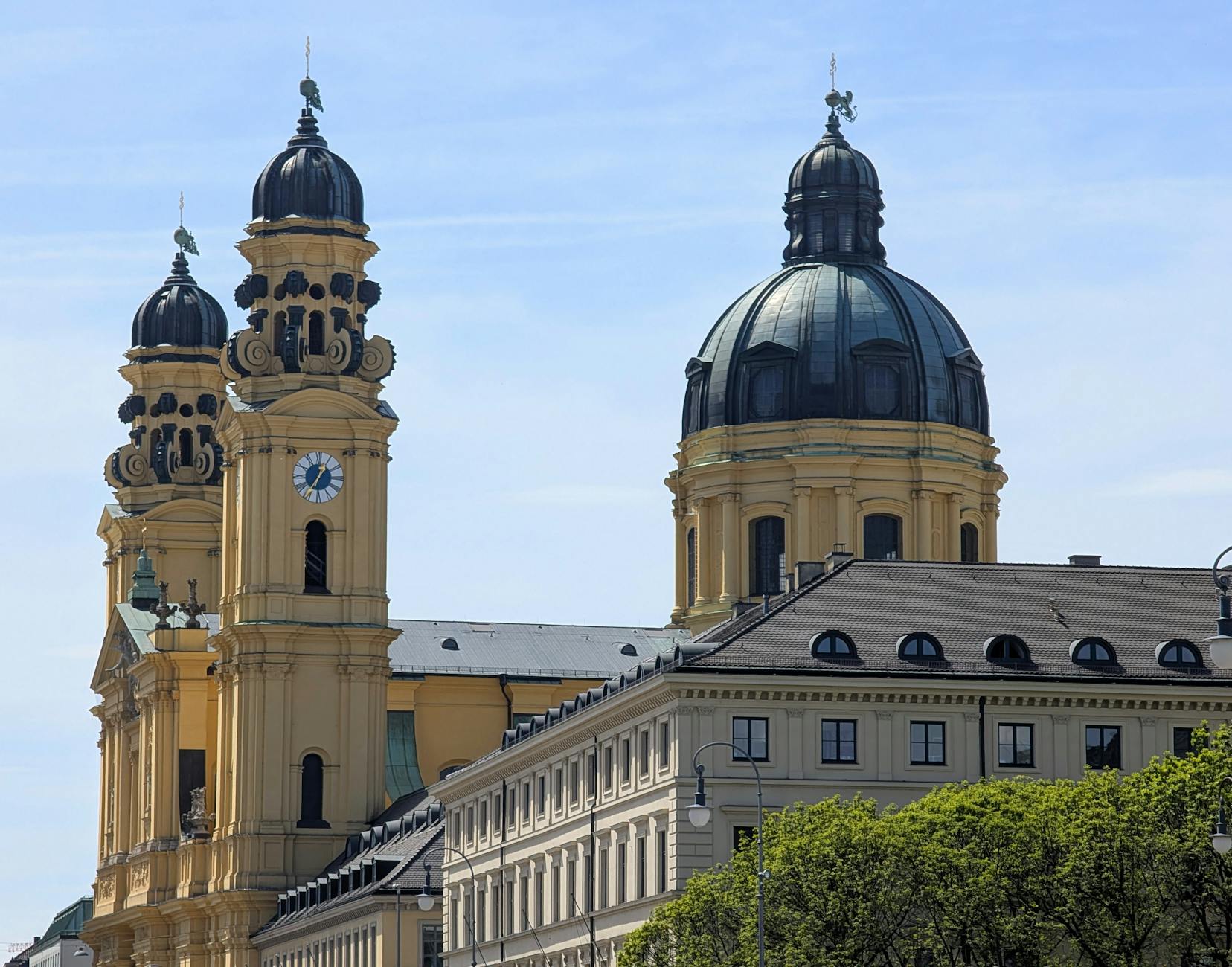 Munich Architecture: From Gothic to Modern — A Visitor's Guide 6 Theatinerkirche yellow Baroque facade Odeonsplatz Munich dome