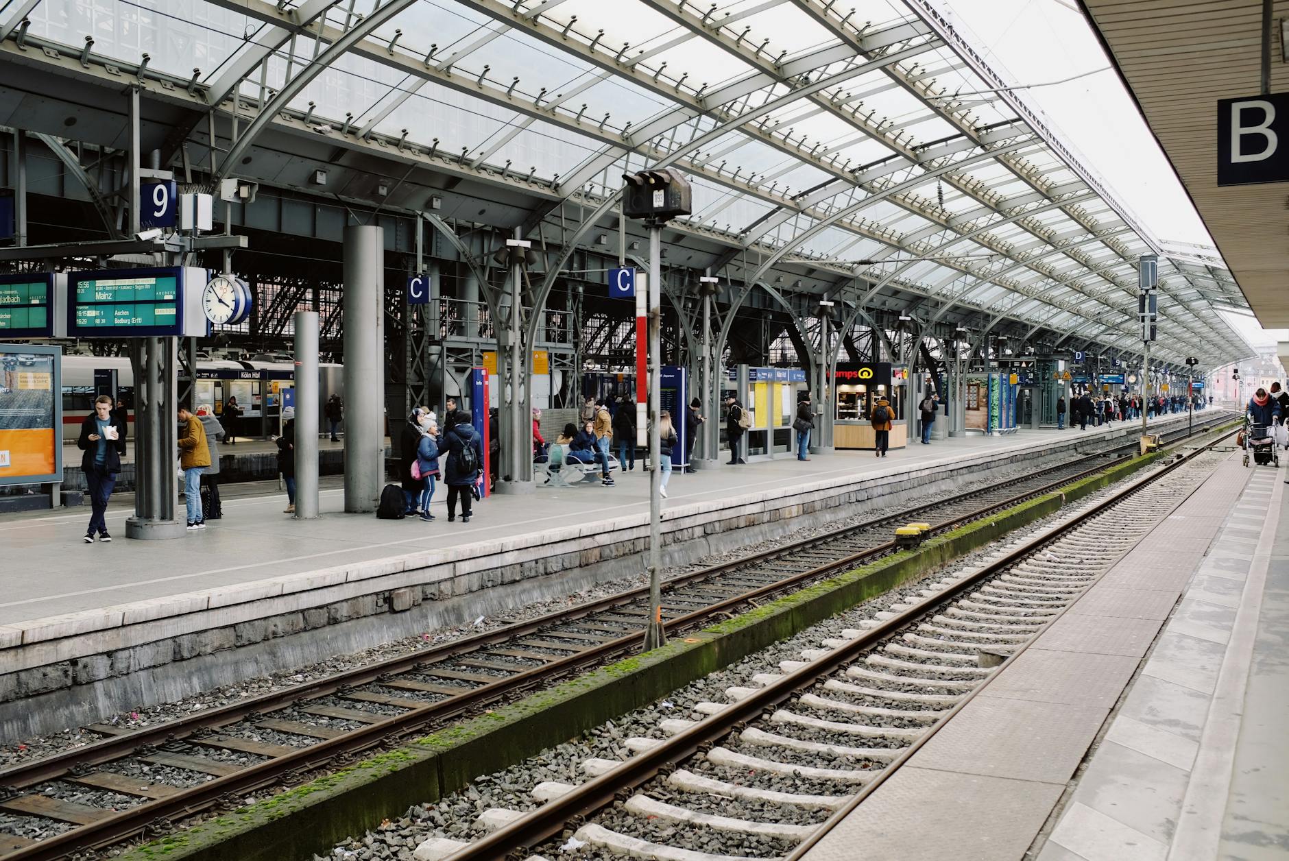 Augsburg train station platform regional train Munich Oktoberfest day trip