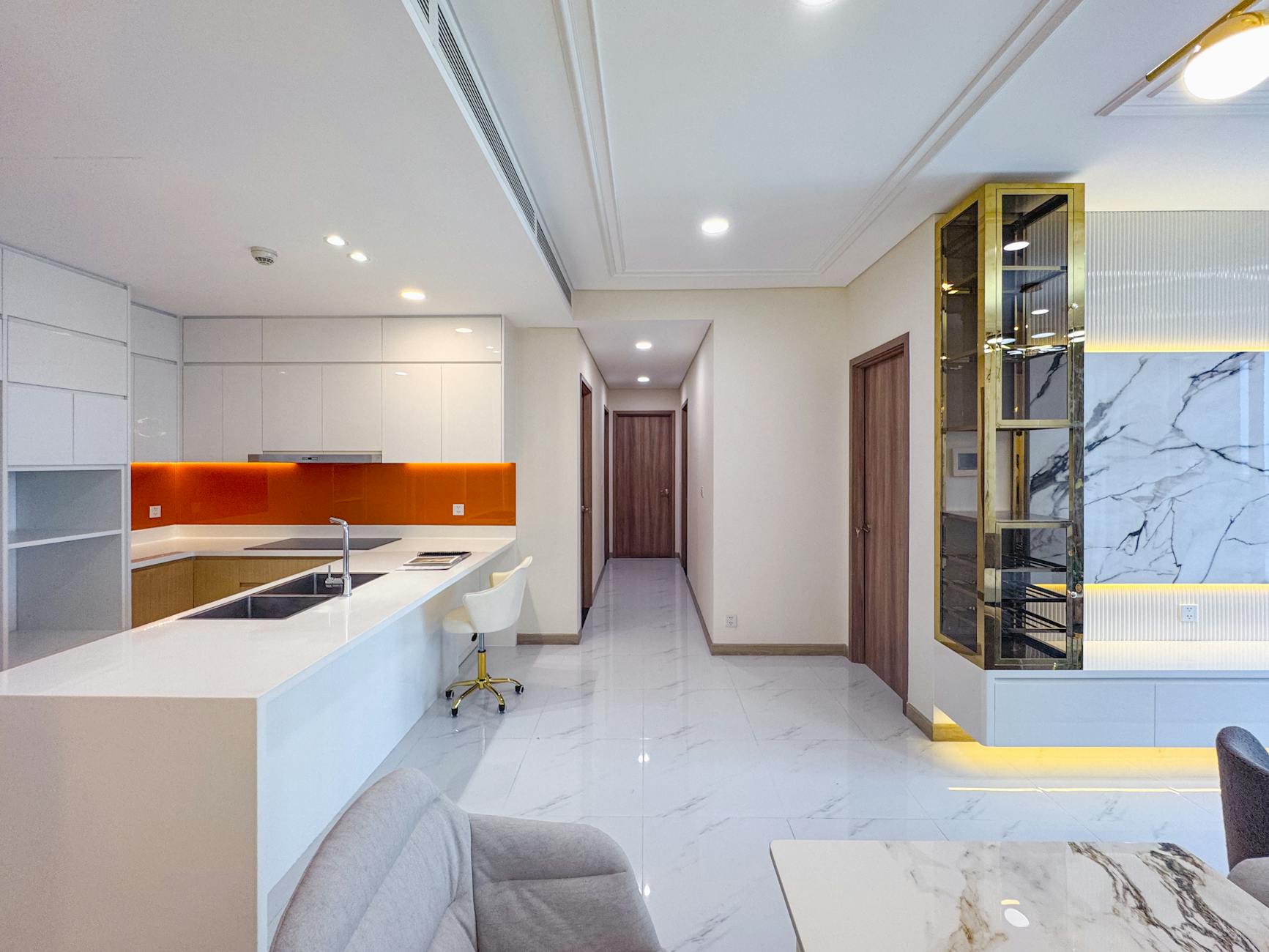 Munich apartment rental interior fully equipped kitchen living room serviced apartment