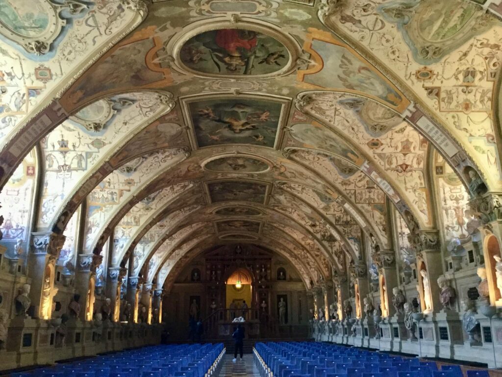 2 Days in Munich: The Ideal Weekend Itinerary 1 The barrel-vaulted Antiquarium hall in the Munich Residenz with painted ceiling and busts