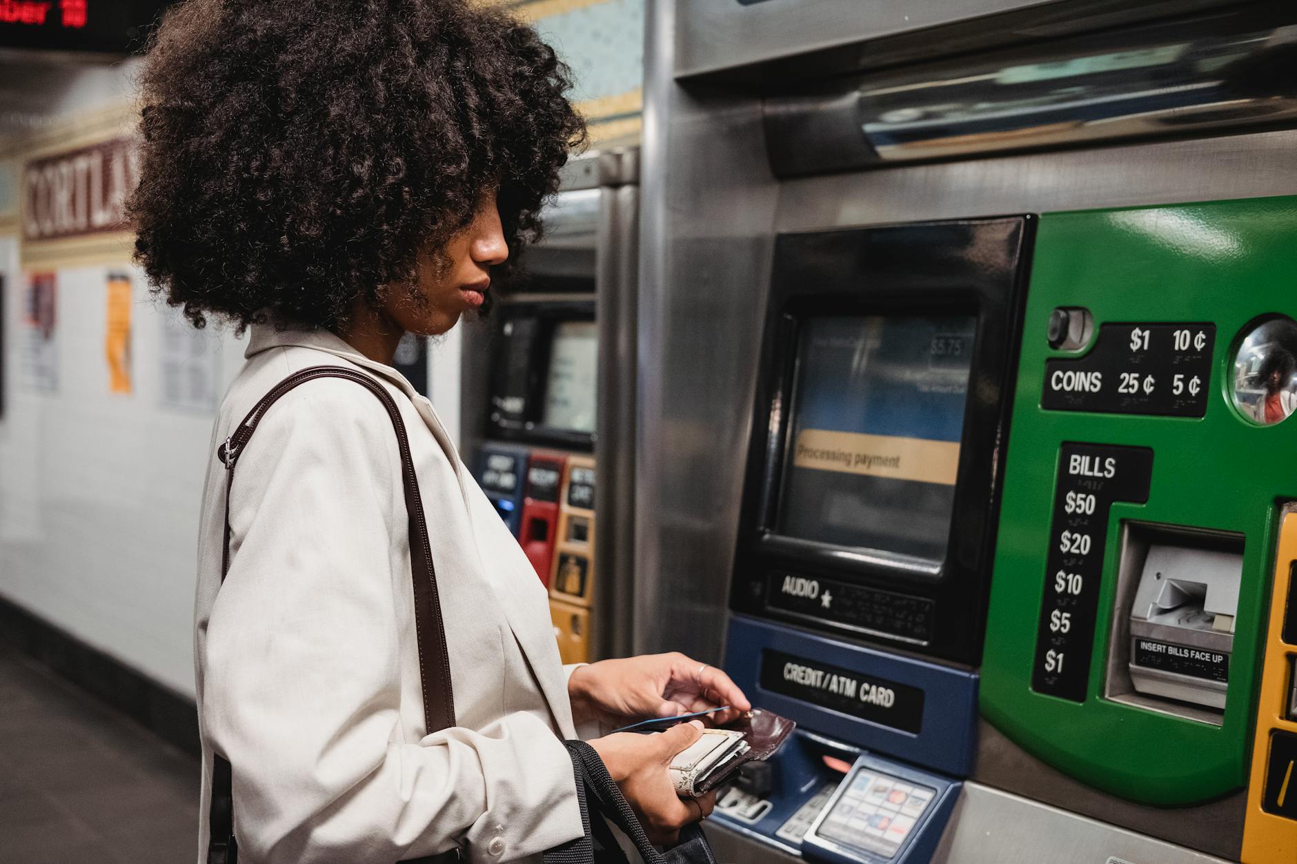 Transit ticket machine in subway