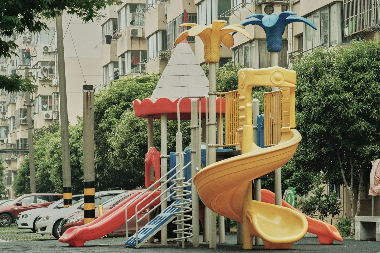 Children playing at a Munich park playground
